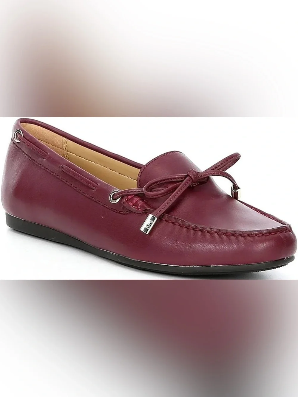 MK Michael Kors Sutton Leather Moccasin Loafer Maroon 8.5 EUC